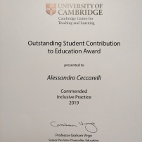 Alessandro Ceccarelli - Outstanding Student Contribution to Education Award (Inclusive Practice) 2019 - University of Cambridge